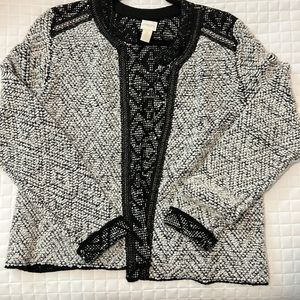 Women’s Chico’s black and white sweater coat, size 2